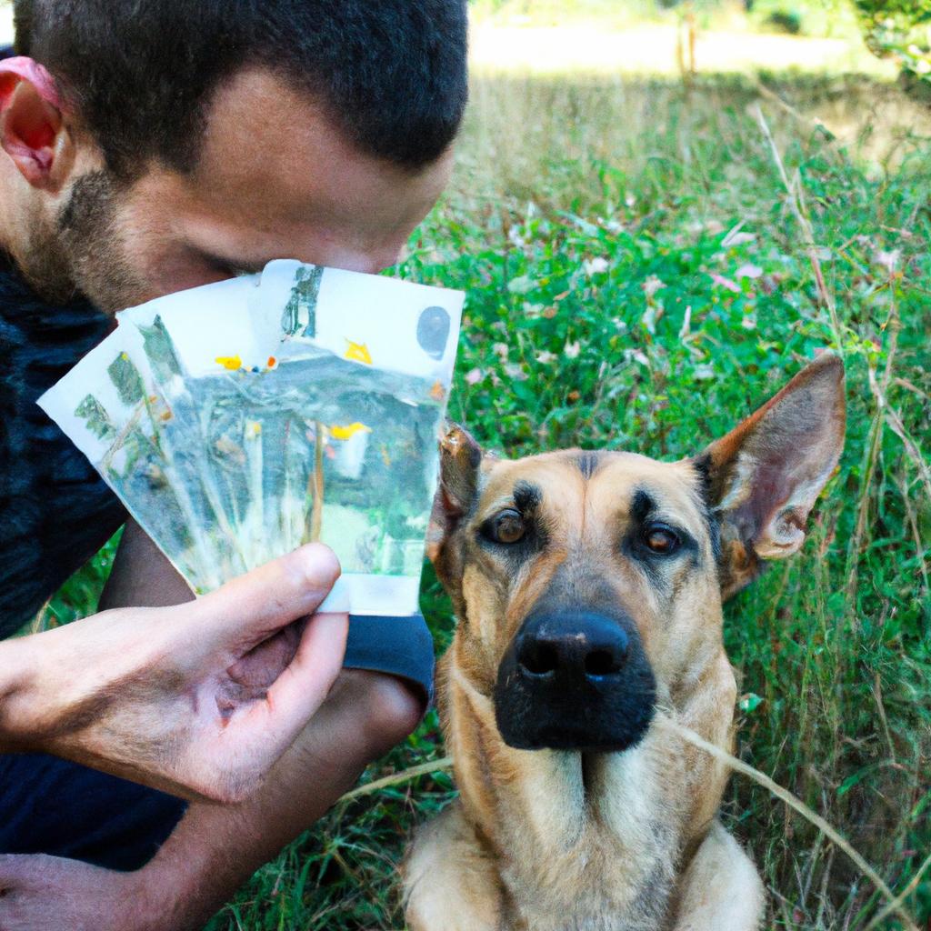 Person with dog and money